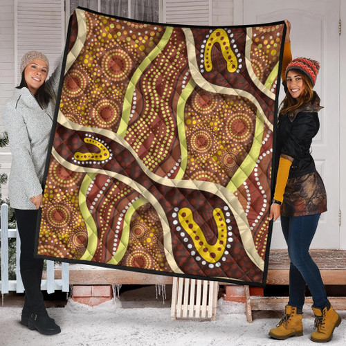 Australia Aboriginal Inspired Quilt - Indigenous Art Aboriginal Inspired Dot Painting Style 5 Australia Aboriginal Inspired Quilt - Indigenous Art Aboriginal Inspired Dot Painting Style 5