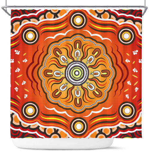 Australia Aboriginal Inspired Shower Curtain - The Sun Indigenous Aboiginal Inspired Dot Painting Style Australia Aboriginal Inspired Shower Curtain - The Sun Indigenous Aboiginal Inspired Dot Painting Style