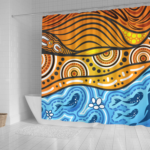 Australia Aboriginal Inspired Shower Curtain - Nature Aboiginal Inspired Dot Painting Style Australia Aboriginal Inspired Shower Curtain - Nature Aboiginal Inspired Dot Painting Style