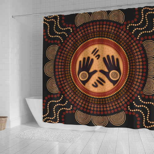 Australia Aboriginal Inspired Shower Curtain - Concept Art Aboiginal Inspired Dot Painting Style Australia Aboriginal Inspired Shower Curtain - Concept Art Aboiginal Inspired Dot Painting Style