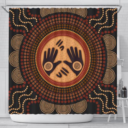 Australia Aboriginal Inspired Shower Curtain - Concept Art Aboiginal Inspired Dot Painting Style Australia Aboriginal Inspired Shower Curtain - Concept Art Aboiginal Inspired Dot Painting Style