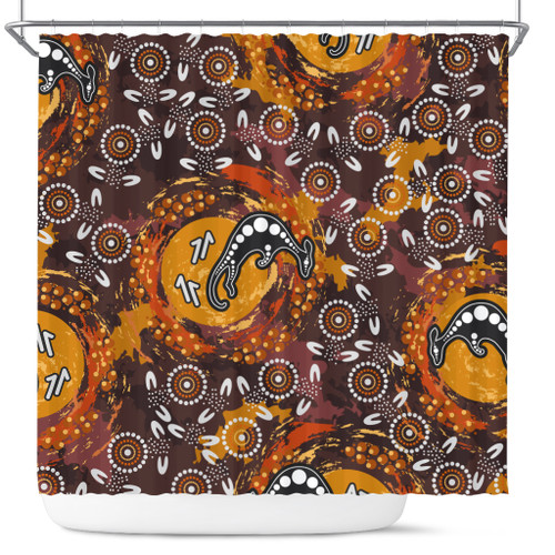 Australia Aboriginal Inspired Shower Curtain - Kangaroo Aboiginal Inspired Dot Painting Style Australia Aboriginal Inspired Shower Curtain - Kangaroo Aboiginal Inspired Dot Painting Style