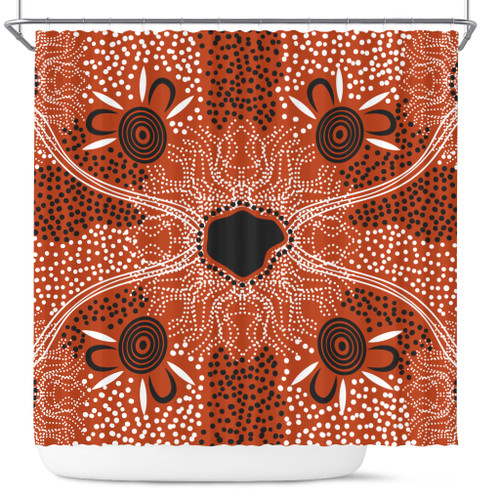 Australia Aboriginal Inspired Shower Curtain - Indigenous Map Aboiginal Inspired Dot Painting Style Australia Aboriginal Inspired Shower Curtain - Indigenous Map Aboiginal Inspired Dot Painting Style