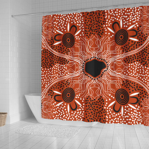 Australia Aboriginal Inspired Shower Curtain - Indigenous Map Aboiginal Inspired Dot Painting Style Australia Aboriginal Inspired Shower Curtain - Indigenous Map Aboiginal Inspired Dot Painting Style
