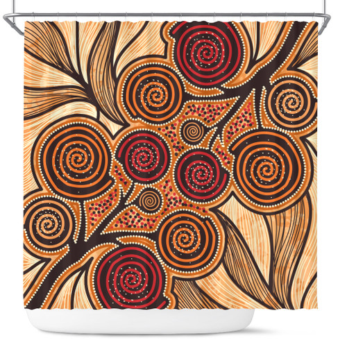 Australia Aboriginal Inspired Shower Curtain - Indigenous Tree Aboiginal Inspired Dot Painting Style Australia Aboriginal Inspired Shower Curtain - Indigenous Tree Aboiginal Inspired Dot Painting Style