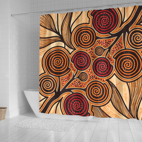 Australia Aboriginal Inspired Shower Curtain - Indigenous Tree Aboiginal Inspired Dot Painting Style Australia Aboriginal Inspired Shower Curtain - Indigenous Tree Aboiginal Inspired Dot Painting Style