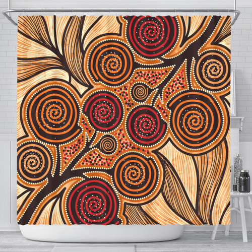 Australia Aboriginal Inspired Shower Curtain - Indigenous Tree Aboiginal Inspired Dot Painting Style Australia Aboriginal Inspired Shower Curtain - Indigenous Tree Aboiginal Inspired Dot Painting Style
