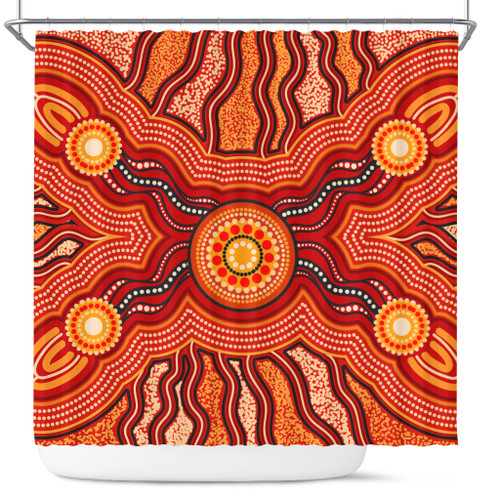 Australia Aboriginal Inspired Shower Curtain - Indigenous Connection Aboiginal Inspired Dot Painting Style Australia Aboriginal Inspired Shower Curtain - Indigenous Connection Aboiginal Inspired Dot Painting Style
