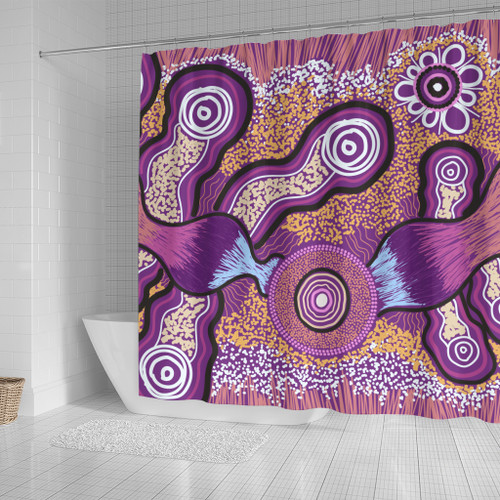 Australia Aboriginal Inspired Shower Curtain - Indigenous Art Aboriginal Inspired Dot Painting Style Australia Aboriginal Inspired Shower Curtain - Indigenous Art Aboriginal Inspired Dot Painting Style