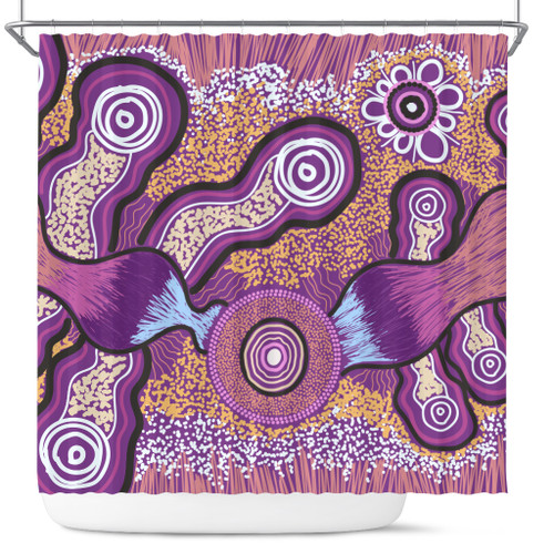 Australia Aboriginal Inspired Shower Curtain - Indigenous Art Aboriginal Inspired Dot Painting Style Australia Aboriginal Inspired Shower Curtain - Indigenous Art Aboriginal Inspired Dot Painting Style