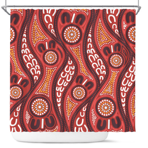 Australia Aboriginal Inspired Shower Curtain - Indigenous Art Aboriginal Inspired Dot Painting Style 4 Australia Aboriginal Inspired Shower Curtain - Indigenous Art Aboriginal Inspired Dot Painting Style 4