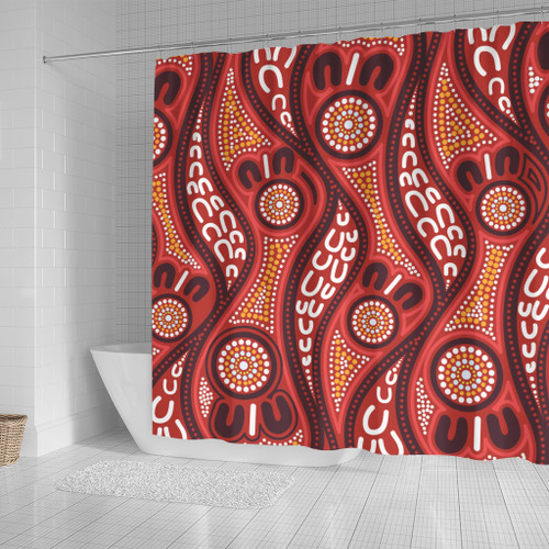 Australia Aboriginal Inspired Shower Curtain - Indigenous Art Aboriginal Inspired Dot Painting Style 4 Australia Aboriginal Inspired Shower Curtain - Indigenous Art Aboriginal Inspired Dot Painting Style 4