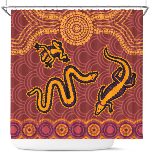 Australia Aboriginal Inspired Shower Curtain - Indigenous Animal Aboriginal Inspired Dot Painting Style Australia Aboriginal Inspired Shower Curtain - Indigenous Animal Aboriginal Inspired Dot Painting Style