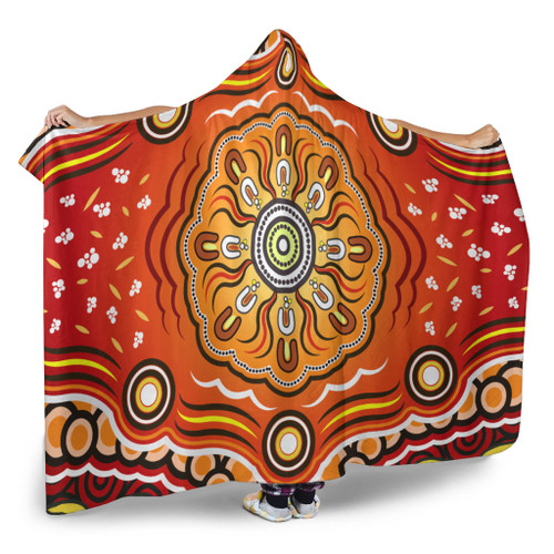 Australia Aboriginal Inspired Hooded Blanket - The Sun Indigenous Aboiginal Inspired Dot Painting Style Australia Aboriginal Inspired Hooded Blanket - The Sun Indigenous Aboiginal Inspired Dot Painting Style