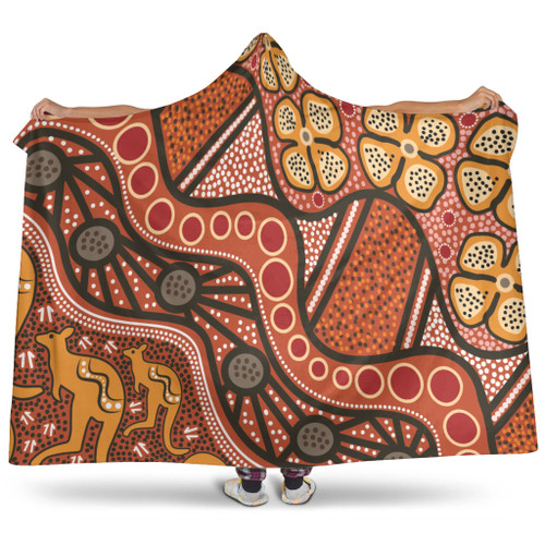 Australia Aboriginal Inspired Hooded Blanket -  Aboiginal Inspired Dot Painting Style
