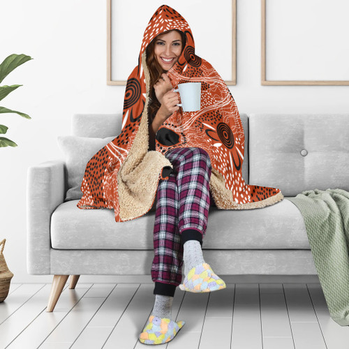 Australia Aboriginal Inspired Hooded Blanket - Indigenous Map Aboiginal Inspired Dot Painting Style Australia Aboriginal Inspired Hooded Blanket - Indigenous Map Aboiginal Inspired Dot Painting Style