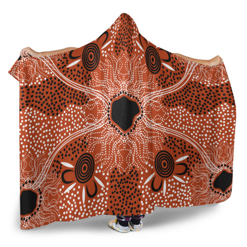 Australia Aboriginal Inspired Hooded Blanket - Indigenous Map Aboiginal Inspired Dot Painting Style Australia Aboriginal Inspired Hooded Blanket - Indigenous Map Aboiginal Inspired Dot Painting Style