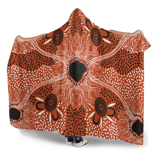Australia Aboriginal Inspired Hooded Blanket - Indigenous Map Aboiginal Inspired Dot Painting Style Australia Aboriginal Inspired Hooded Blanket - Indigenous Map Aboiginal Inspired Dot Painting Style