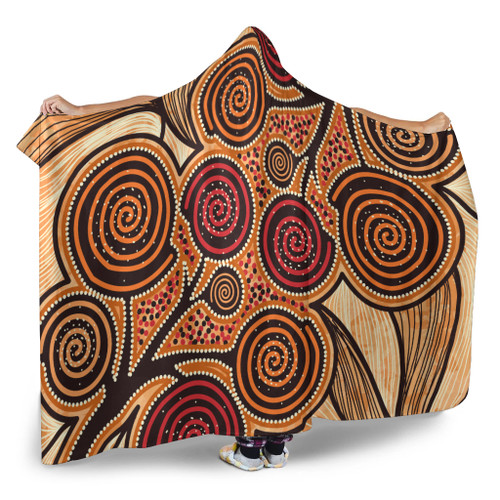 Australia Aboriginal Inspired Hooded Blanket - Indigenous Tree Aboiginal Inspired Dot Painting Style Australia Aboriginal Inspired Hooded Blanket - Indigenous Tree Aboiginal Inspired Dot Painting Style
