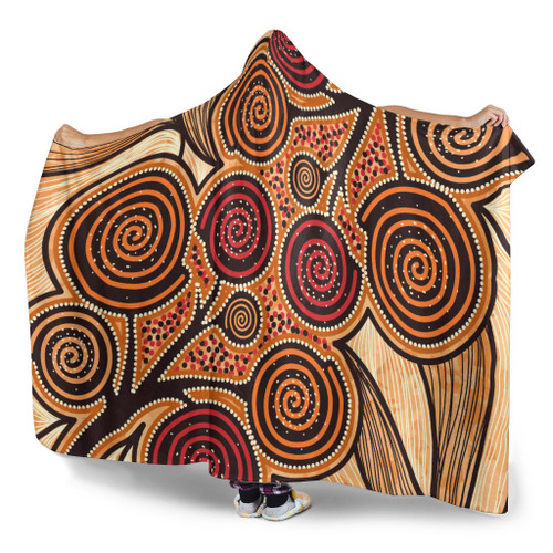Australia Aboriginal Inspired Hooded Blanket - Indigenous Tree Aboiginal Inspired Dot Painting Style Australia Aboriginal Inspired Hooded Blanket - Indigenous Tree Aboiginal Inspired Dot Painting Style