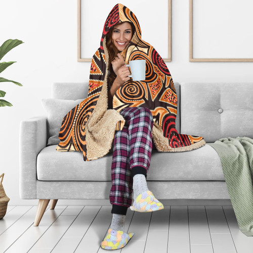 Australia Aboriginal Inspired Hooded Blanket - Indigenous Tree Aboiginal Inspired Dot Painting Style Australia Aboriginal Inspired Hooded Blanket - Indigenous Tree Aboiginal Inspired Dot Painting Style