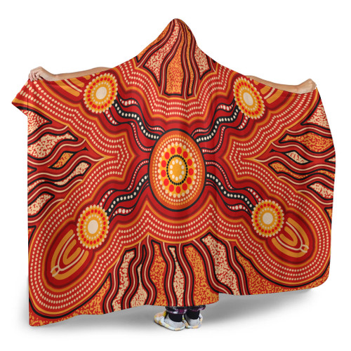 Australia Aboriginal Inspired Hooded Blanket - Indigenous Connection Aboiginal Inspired Dot Painting Style Australia Aboriginal Inspired Hooded Blanket - Indigenous Connection Aboiginal Inspired Dot Painting Style