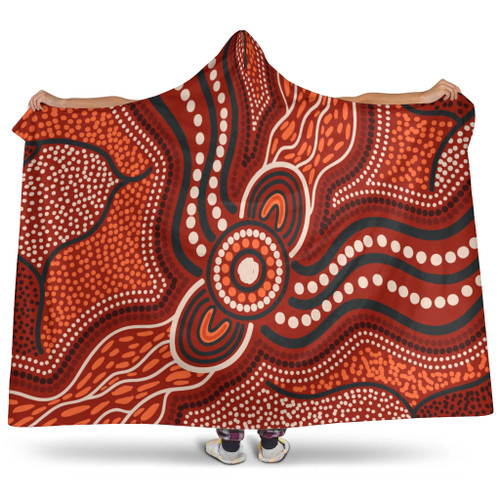 Australia Aboriginal Inspired Hooded Blanket - River Aboiginal Inspired Dot Painting Style