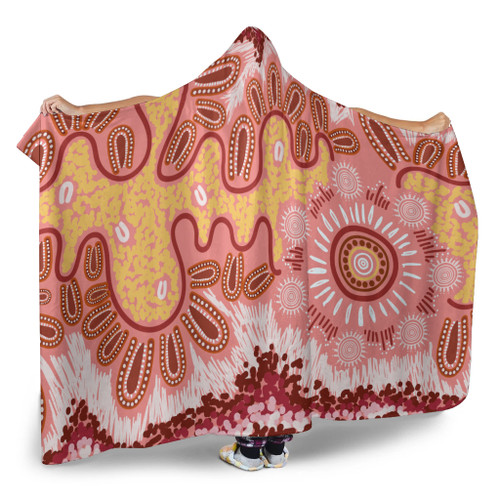 Australia Aboriginal Inspired Hooded Blanket - Aboriginal Inspired Pattern Dot Painting Style Australia Aboriginal Inspired Hooded Blanket - Aboriginal Inspired Pattern Dot Painting Style