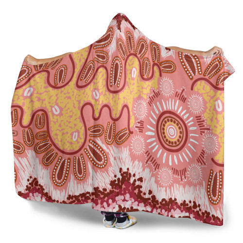Australia Aboriginal Inspired Hooded Blanket - Aboriginal Inspired Pattern Dot Painting Style Australia Aboriginal Inspired Hooded Blanket - Aboriginal Inspired Pattern Dot Painting Style