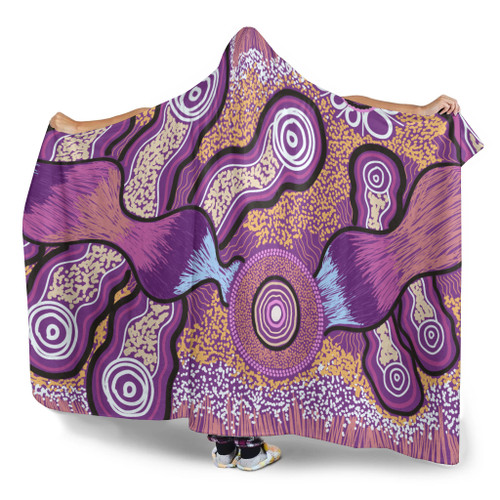 Australia Aboriginal Inspired Hooded Blanket - Indigenous Art Aboriginal Inspired Dot Painting Style Australia Aboriginal Inspired Hooded Blanket - Indigenous Art Aboriginal Inspired Dot Painting Style