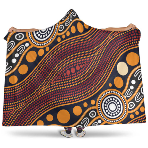 Australia Aboriginal Inspired Hooded Blanket - Indigenous Art Aboriginal Inspired Dot Painting Style 3