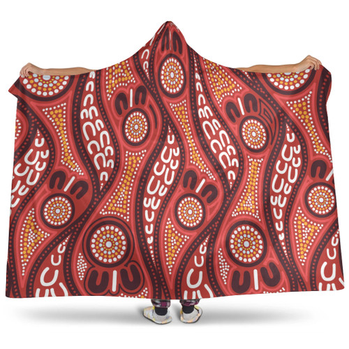 Australia Aboriginal Inspired Hooded Blanket - Indigenous Art Aboriginal Inspired Dot Painting Style 4