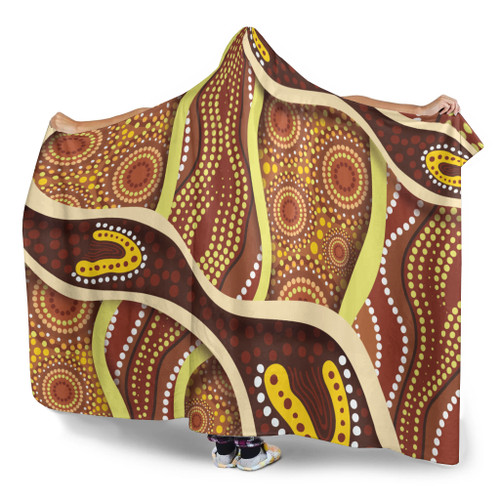 Australia Aboriginal Inspired Hooded Blanket - Indigenous Art Aboriginal Inspired Dot Painting Style 5 Australia Aboriginal Inspired Hooded Blanket - Indigenous Art Aboriginal Inspired Dot Painting Style 5