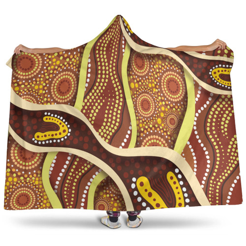 Australia Aboriginal Inspired Hooded Blanket - Indigenous Art Aboriginal Inspired Dot Painting Style 5