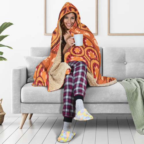 Australia Aboriginal Inspired Hooded Blanket - Indigenous Art Aboriginal Inspired Dot Painting Style 6 Australia Aboriginal Inspired Hooded Blanket - Indigenous Art Aboriginal Inspired Dot Painting Style 6