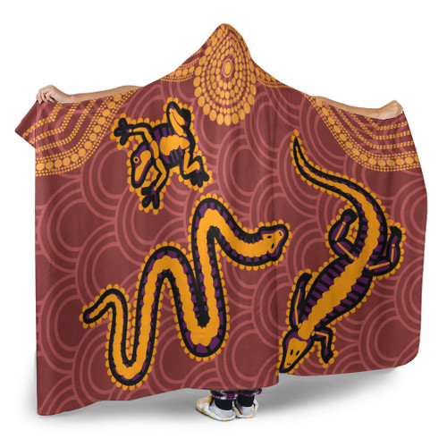 Australia Aboriginal Inspired Hooded Blanket - Indigenous Animal Aboriginal Inspired Dot Painting Style Australia Aboriginal Inspired Hooded Blanket - Indigenous Animal Aboriginal Inspired Dot Painting Style