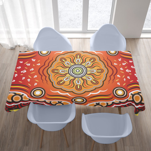 Australia Aboriginal Inspired Tablecloth - The Sun Indigenous Aboiginal Inspired Dot Painting Style