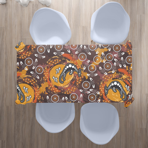 Australia Aboriginal Inspired Tablecloth - Kangaroo Aboiginal Inspired Dot Painting Style Australia Aboriginal Inspired Tablecloth - Kangaroo Aboiginal Inspired Dot Painting Style