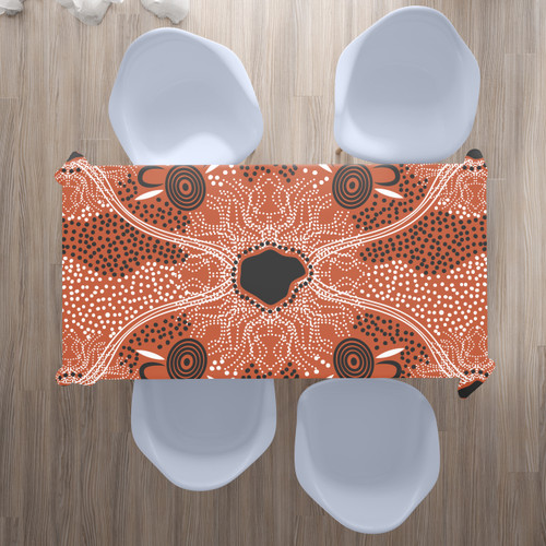 Australia Aboriginal Inspired Tablecloth - Indigenous Map Aboiginal Inspired Dot Painting Style Australia Aboriginal Inspired Tablecloth - Indigenous Map Aboiginal Inspired Dot Painting Style
