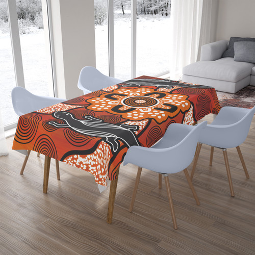 Australia Aboriginal Inspired Tablecloth - Lizard Art Aboriginal Inspired Dot Painting Style