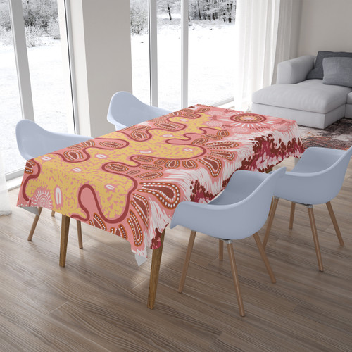 Australia Aboriginal Inspired Tablecloth - Aboriginal Inspired Pattern Dot Painting Style Australia Aboriginal Inspired Tablecloth - Aboriginal Inspired Pattern Dot Painting Style