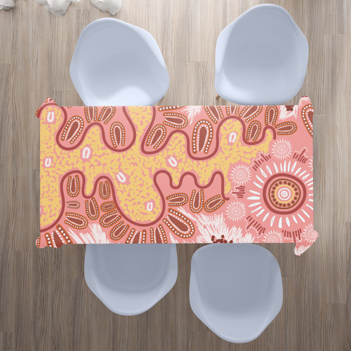 Australia Aboriginal Inspired Tablecloth - Aboriginal Inspired Pattern Dot Painting Style Australia Aboriginal Inspired Tablecloth - Aboriginal Inspired Pattern Dot Painting Style