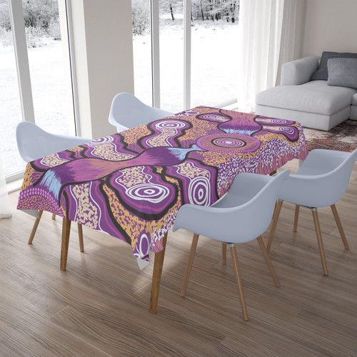 Australia Aboriginal Inspired Tablecloth - Indigenous Art Aboriginal Inspired Dot Painting Style Australia Aboriginal Inspired Tablecloth - Indigenous Art Aboriginal Inspired Dot Painting Style
