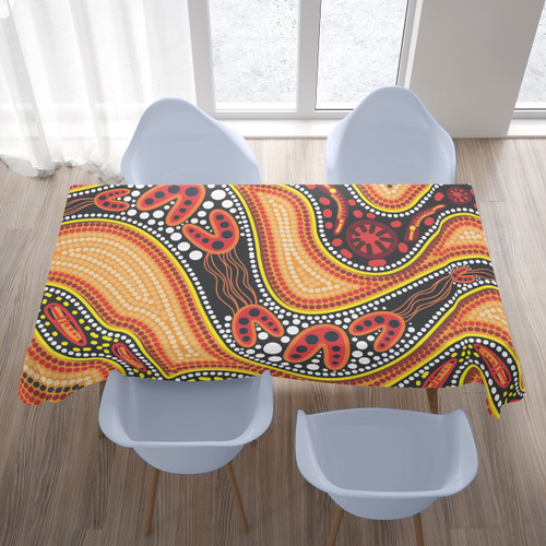 Australia Aboriginal Inspired Tablecloth - Indigenous Art Aboriginal Inspired Dot Painting Style 2