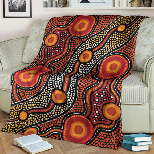 Australia Aboriginal Inspired Blanket - Orange Aboiginal Inspired Dot Painting Style Australia Aboriginal Inspired Blanket - Orange Aboiginal Inspired Dot Painting Style