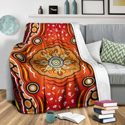 Australia Aboriginal Inspired Blanket - The Sun Indigenous Aboiginal Inspired Dot Painting Style Australia Aboriginal Inspired Blanket - The Sun Indigenous Aboiginal Inspired Dot Painting Style