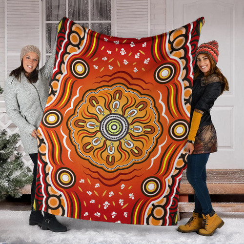 Australia Aboriginal Inspired Blanket - The Sun Indigenous Aboiginal Inspired Dot Painting Style Australia Aboriginal Inspired Blanket - The Sun Indigenous Aboiginal Inspired Dot Painting Style