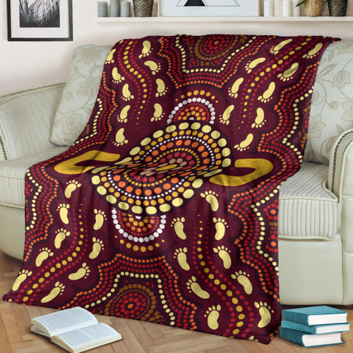 Australia Aboriginal Inspired Blanket - Foots Print Aboiginal Inspired Dot Painting Style Australia Aboriginal Inspired Blanket - Foots Print Aboiginal Inspired Dot Painting Style