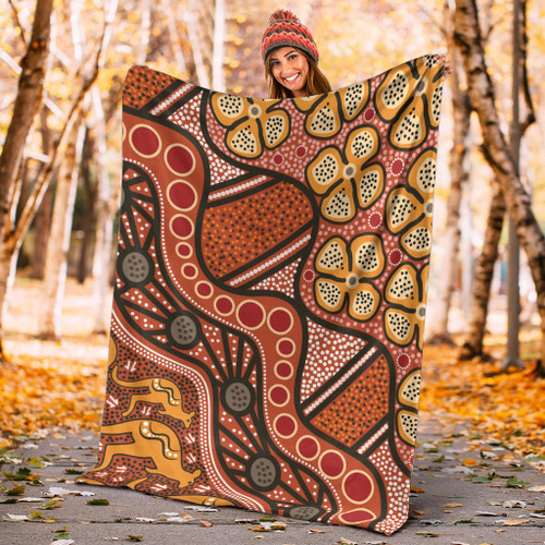 Australia Aboriginal Inspired Blanket -  Aboiginal Inspired Dot Painting Style Australia Aboriginal Inspired Blanket -  Aboiginal Inspired Dot Painting Style