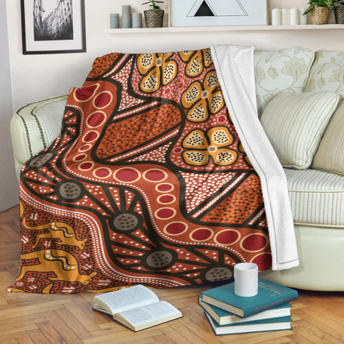 Australia Aboriginal Inspired Blanket -  Aboiginal Inspired Dot Painting Style
